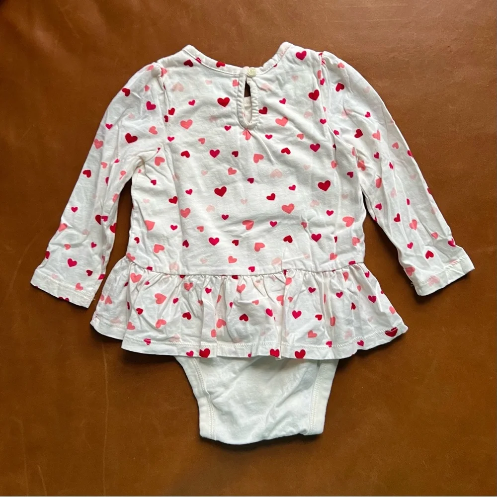GAP Baby White Peplum Bodysuit with Hearts, 12-18mo
